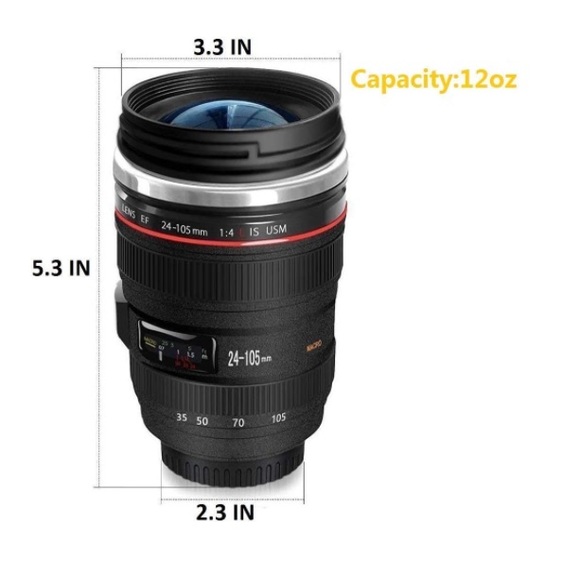 Camera Lens Coffee Mug,Camera Lens Mug, Stainless Steel - Picture 6 of 7
